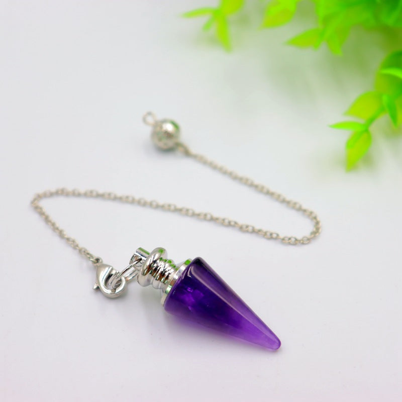 Column Pendulum Chain Natural Crystal Hexagonal Cone Pendants