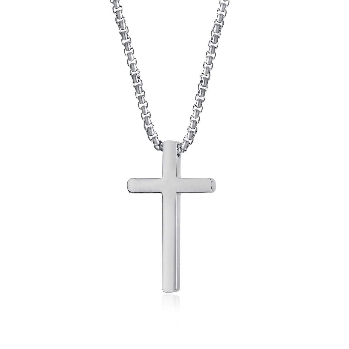 Men's Simple Personality Glossy Stainless Steel Cross Necklaces