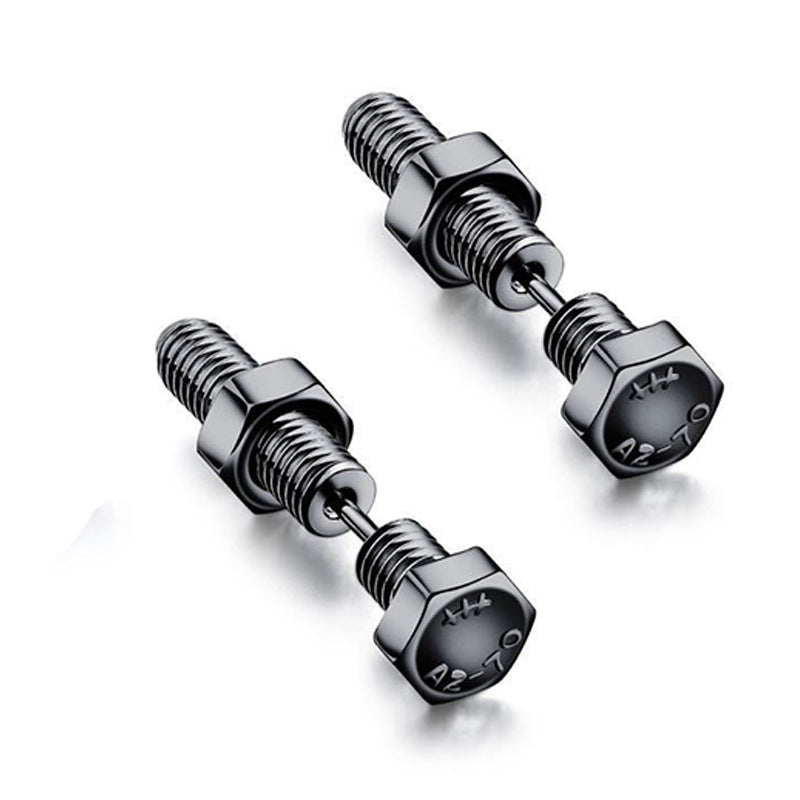 Men's Stainless Steel Screw Punk Hip Hop Stud Earrings