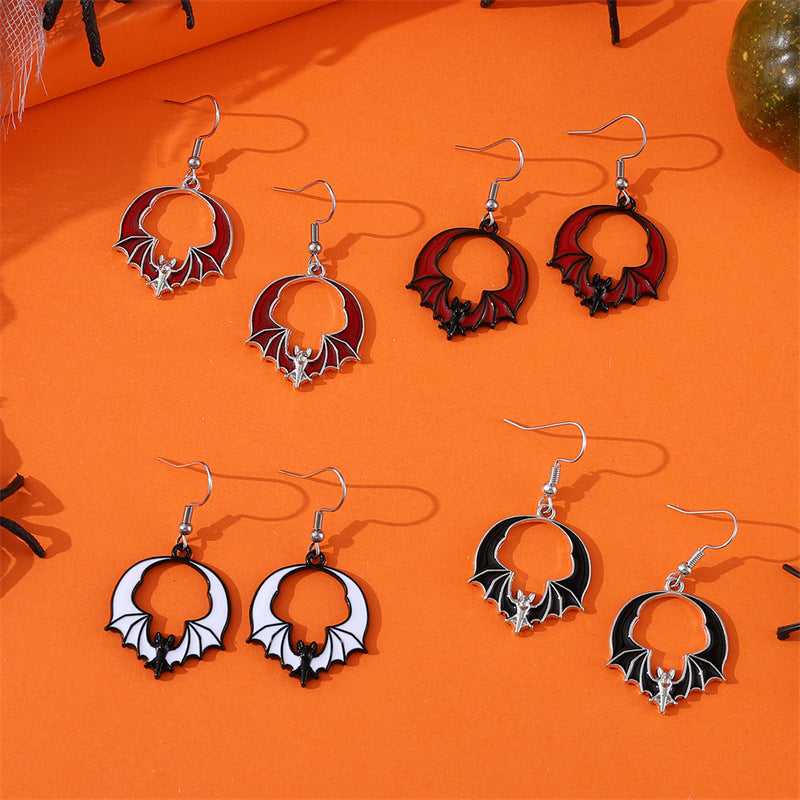 Eccentric Personality Dark Bat Halloween Series Earrings