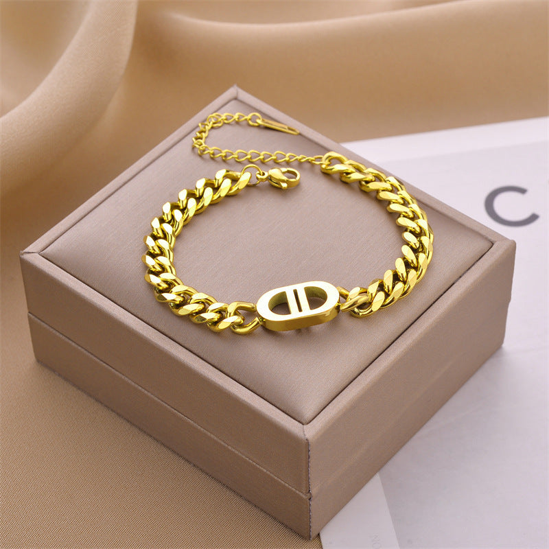 Women's Short Chunky Jewelry Titanium Steel Electroplated Necklaces