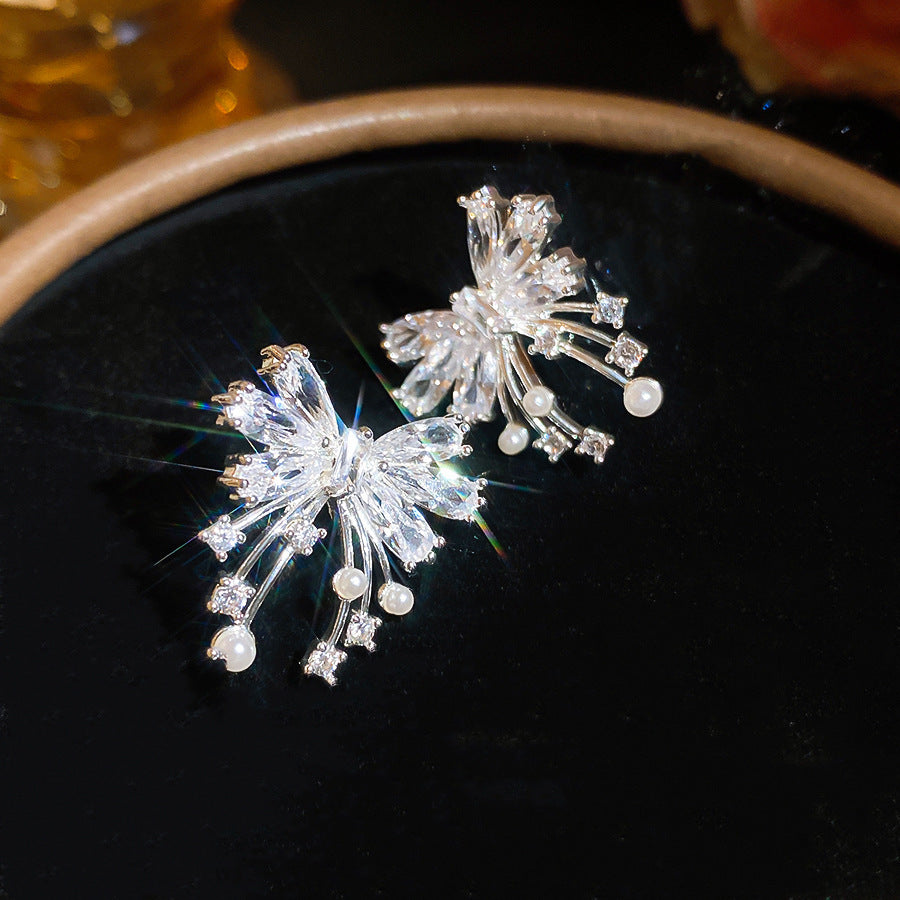 Women's Needle Zircon Bow Water Drop Tassel Simple Fashion Stud Earrings