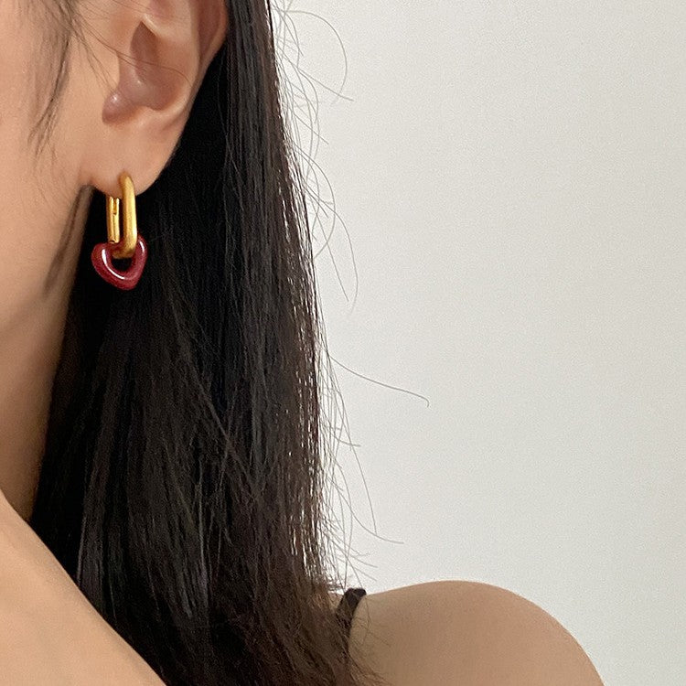 High-grade Light Luxury Peach Ear Clip Frosty Rings
