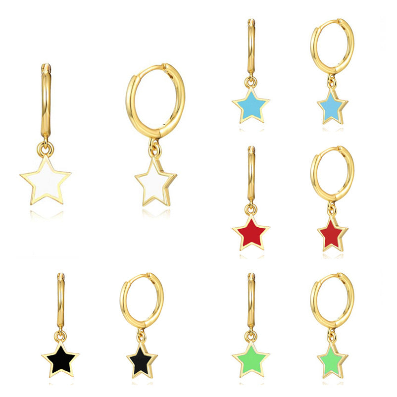 Colorful Oil Ear Clips Fashion Style Stud Earrings
