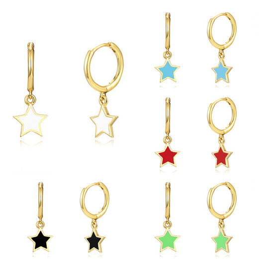 Colorful Oil Ear Clips Fashion Style Stud Earrings