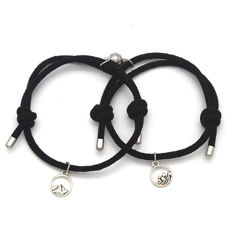 Alloy Sun Moon Oath Couple Magnet Bracelet