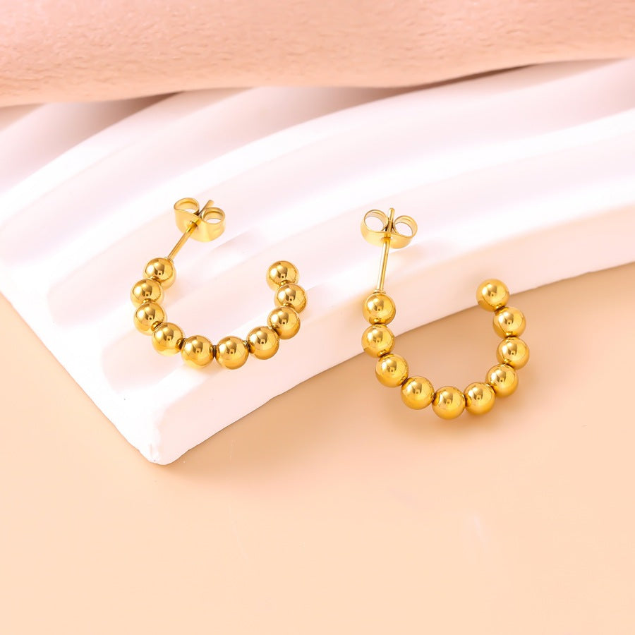 Personality Stitching Design Temperament Elegant Gold Titanium Steel Geometric Shape Stud Earrings