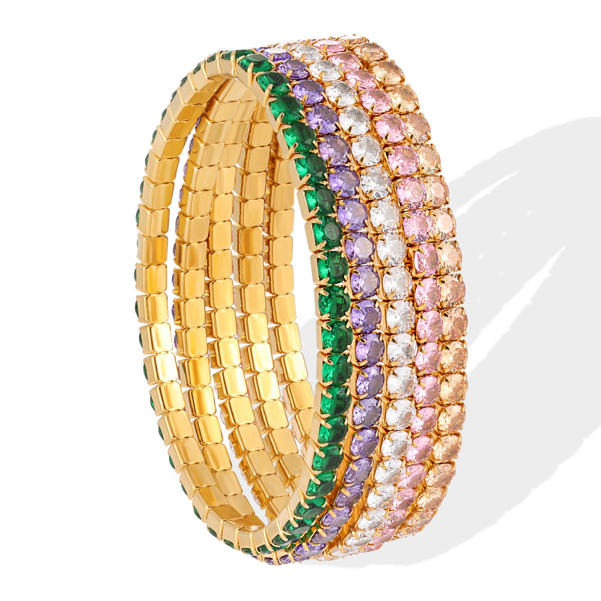 Women's Titanium Steel Zircon Full Diamond Elastic Wire Buckle Special Interest Bracelet