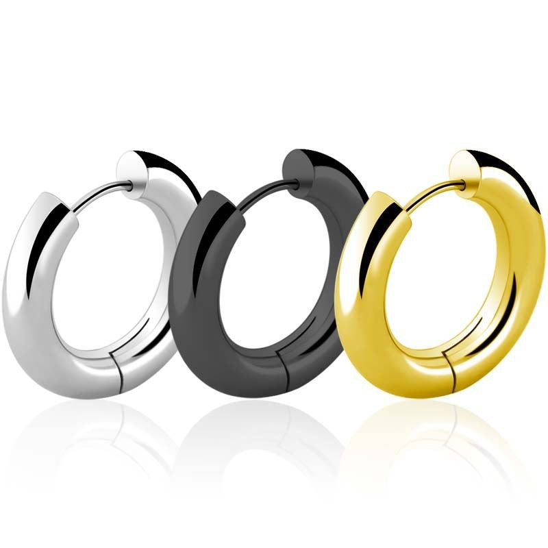 Women's & Men's Stainless Steel Clip Exaggerated Thick Thread Round Large Ear Buckle