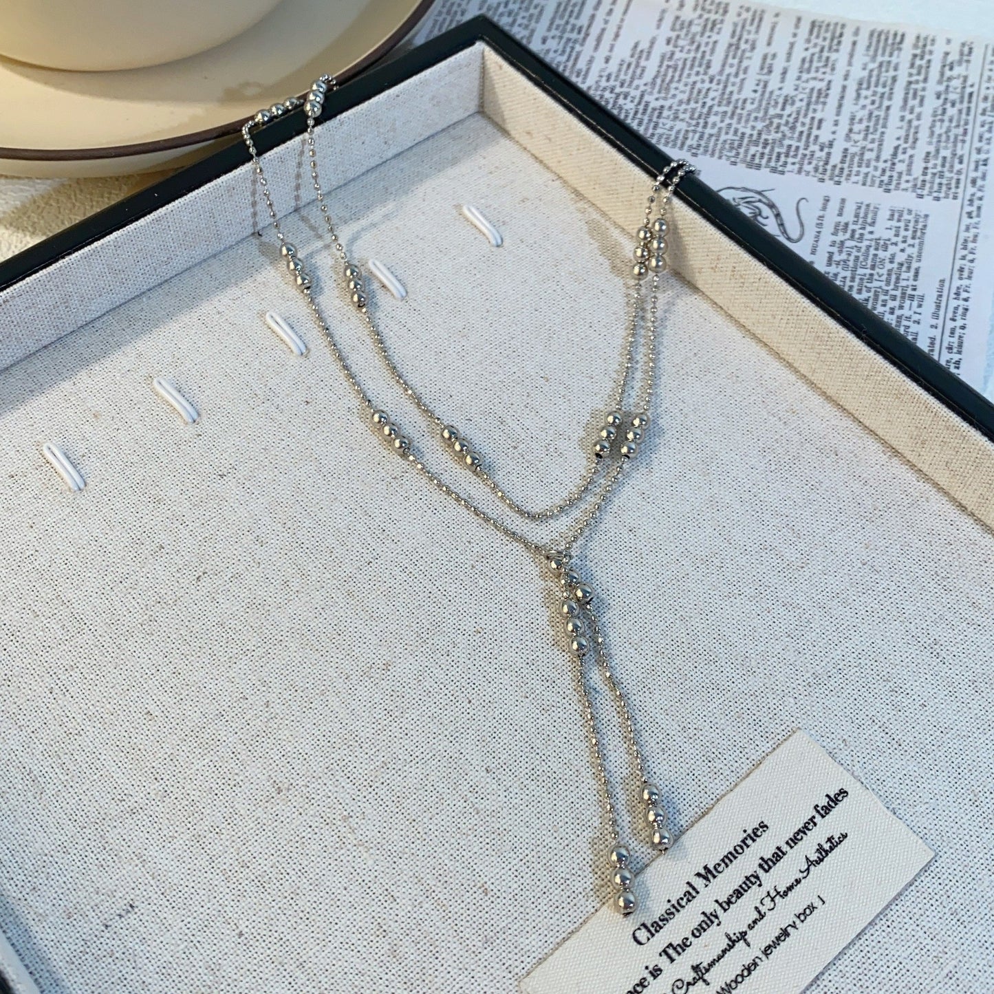 Beads Tassel Double Layer Spacer Twin Fine Advanced Necklace