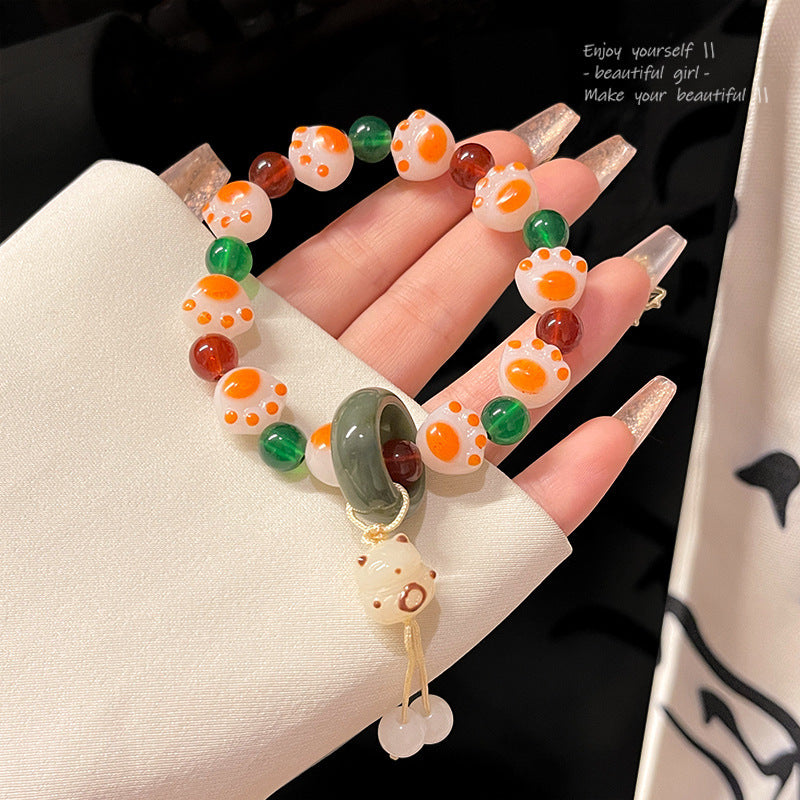 Women's High-grade Pearl Chinese Ancient Style Obsidian Beaded Bracelet