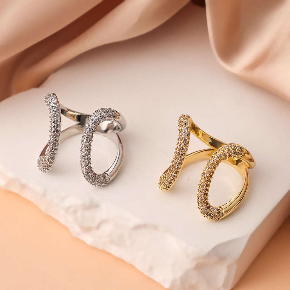 Wide Open High-grade Rhinestone Light Luxury Ring
