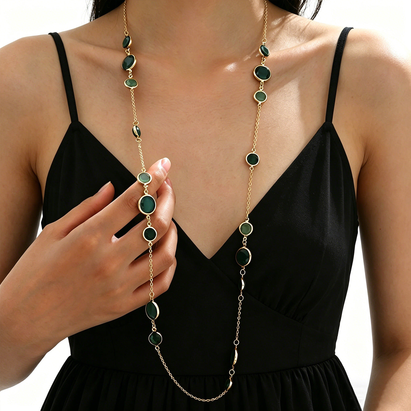 Charming Temperament Multicolor Imitation Gemstone Long Elegant Necklaces