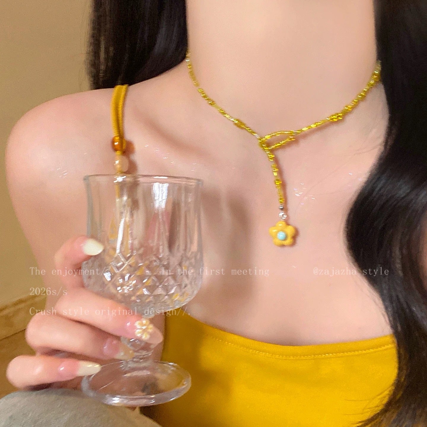 Women's Dopamine Flower Beaded For Sweet Cute Clavicle Chain Super Nice Necklaces