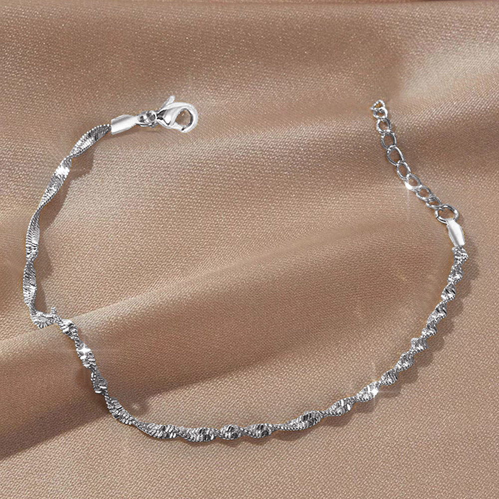Women's Affordable Luxury Fashion Elegant Gold-plated Stainless Steel Water Wave Chain Bracelets