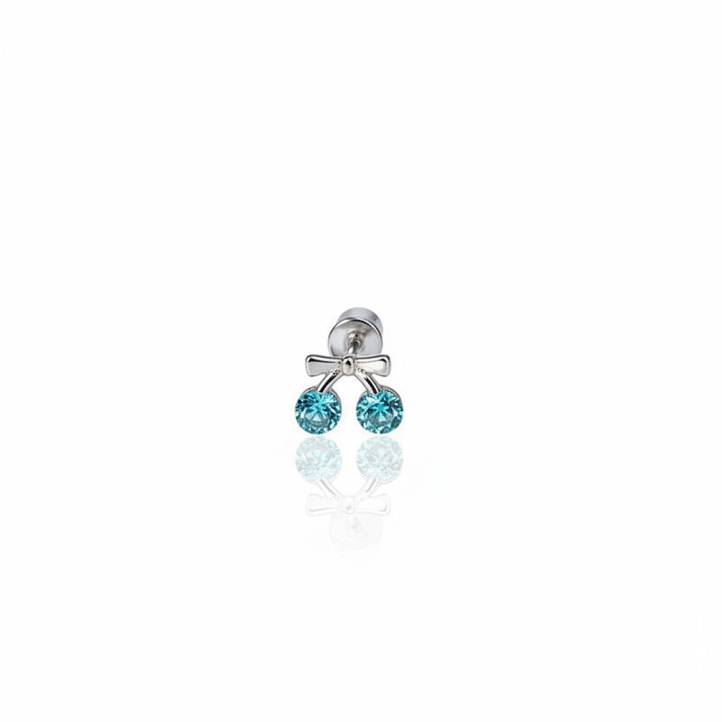 Flash Zircon Planet Surrounding Love Ear Bone Titanium Steel Stud Earrings