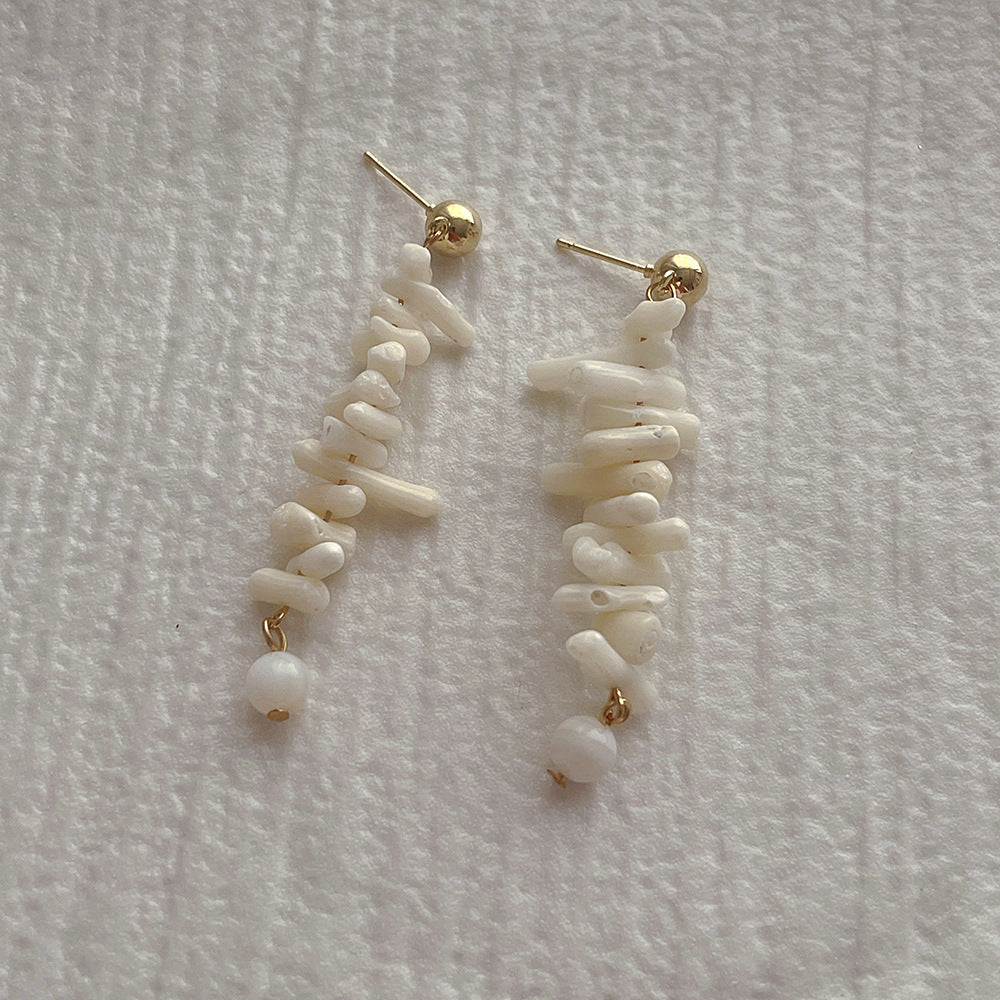 Pearl Tassel Female Sier Needle Personality Earrings
