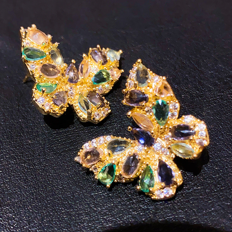 Women's Zircon Flower Light Luxury High-grade Temperament Fashion Earrings