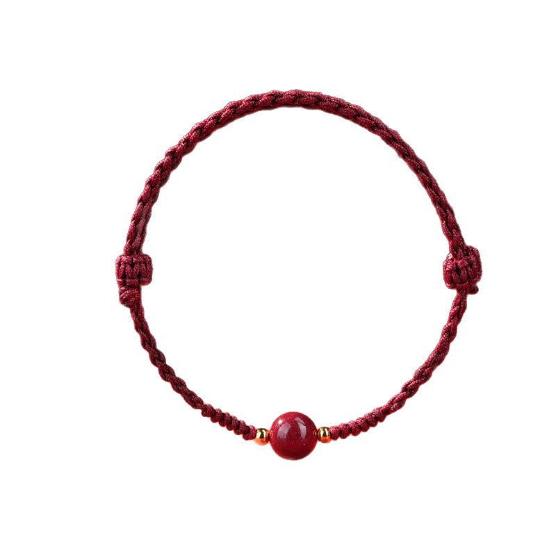 Life Red Rope Woven Cinnabar Jade Ethnic Style Advanced Bracelets