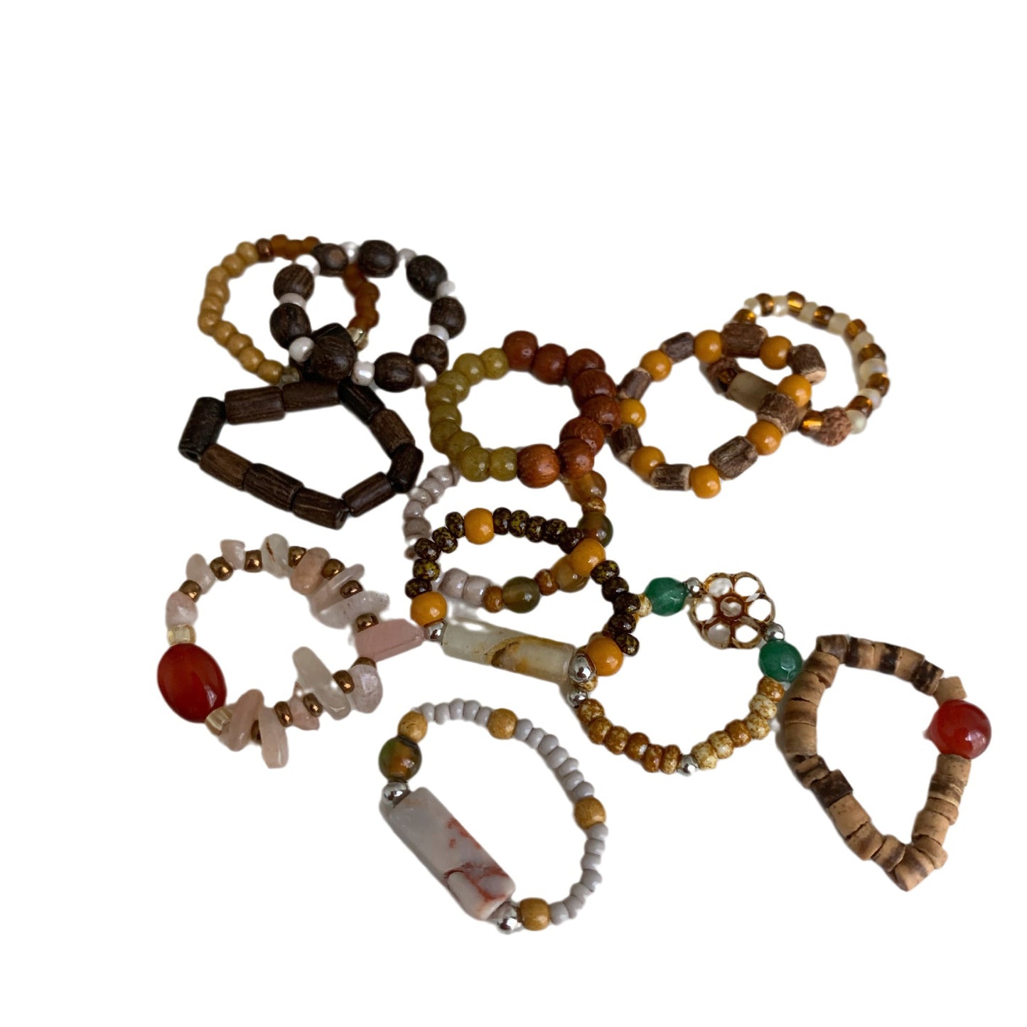 Women's Retro Simple Handmade Beaded Natural Stone Rings