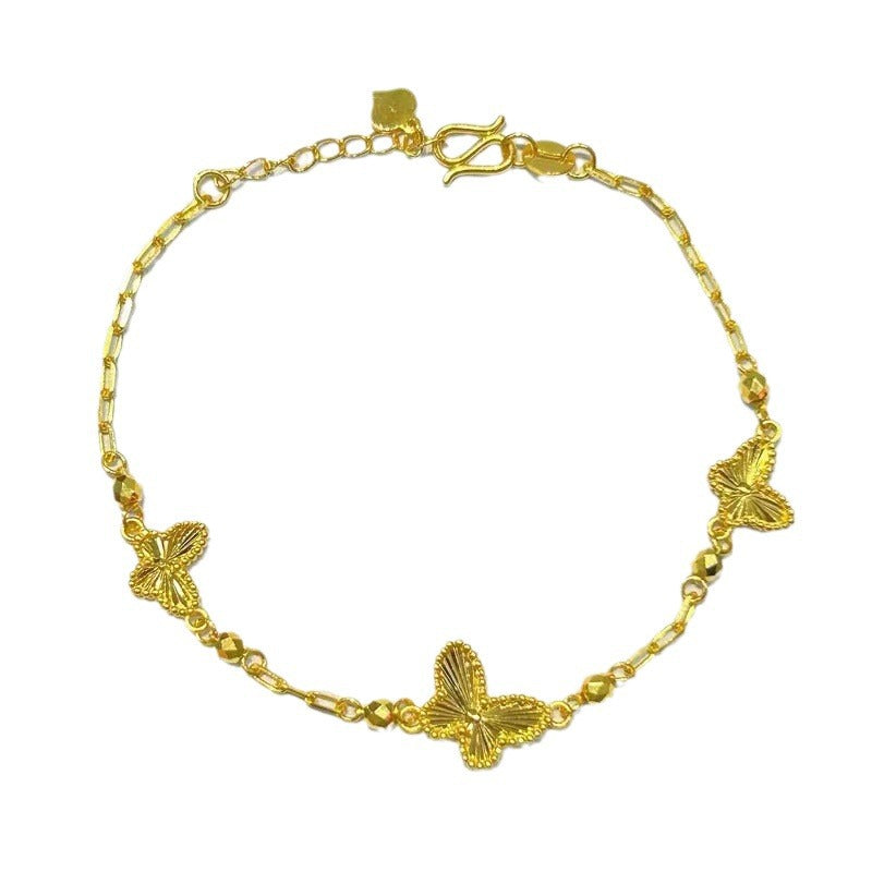 Women's Placer Gold Laser Butterfly Light Luxury Bracelets