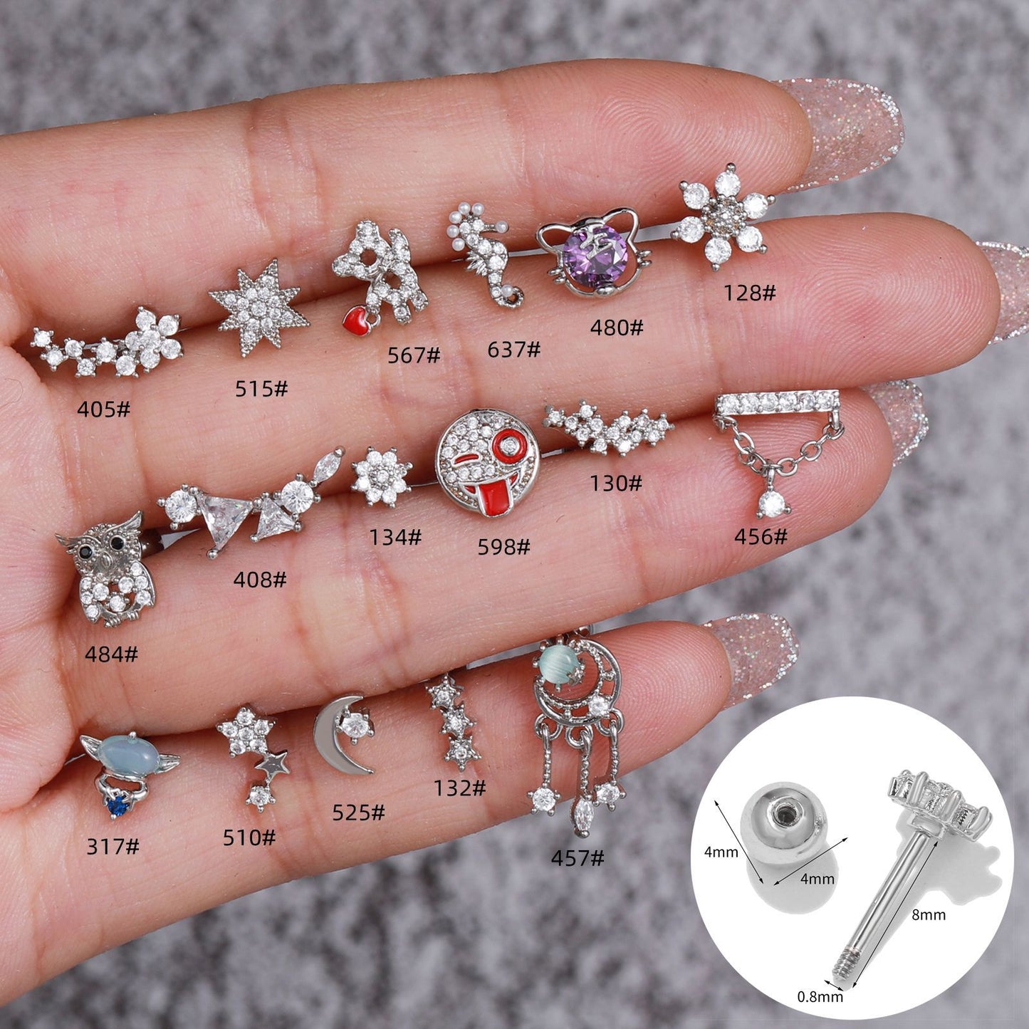 Women's Flower Stainless Steel Rod Piercing Ear Niche Personality Earrings