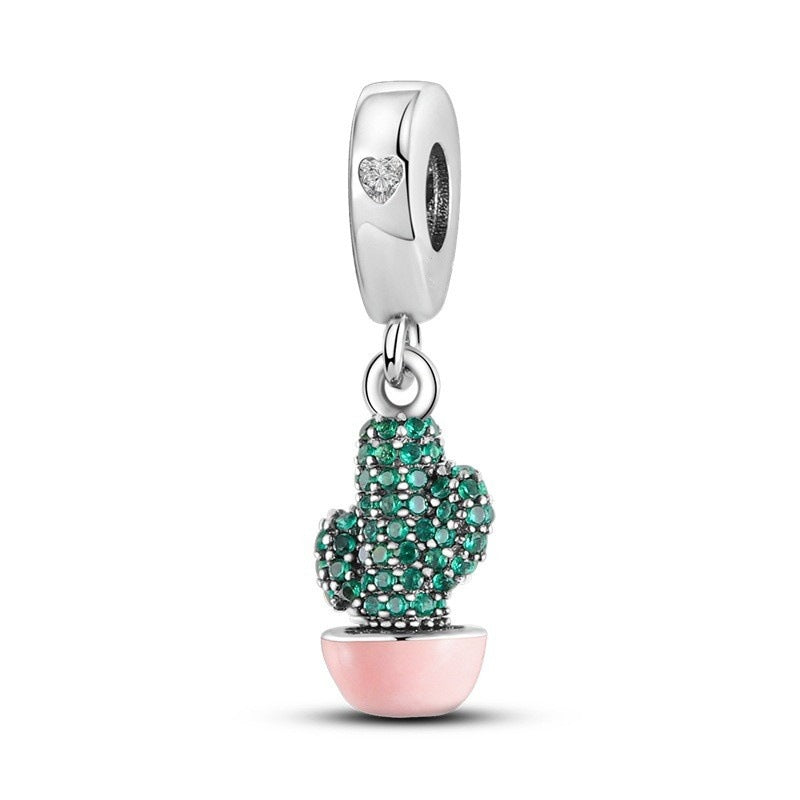 Versatile Women's Cactus Charm Sier Beads Jewelry Accessories