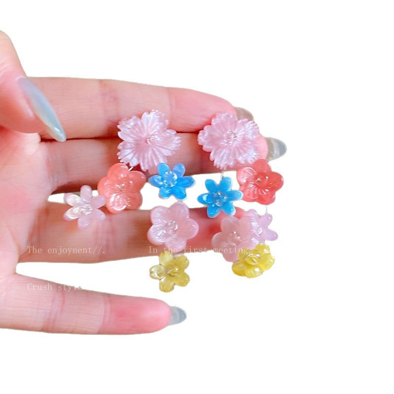 Women's For Spring Unique Beautiful Sweet Contrast Color Eardrops Colorful Exaggerated Earrings