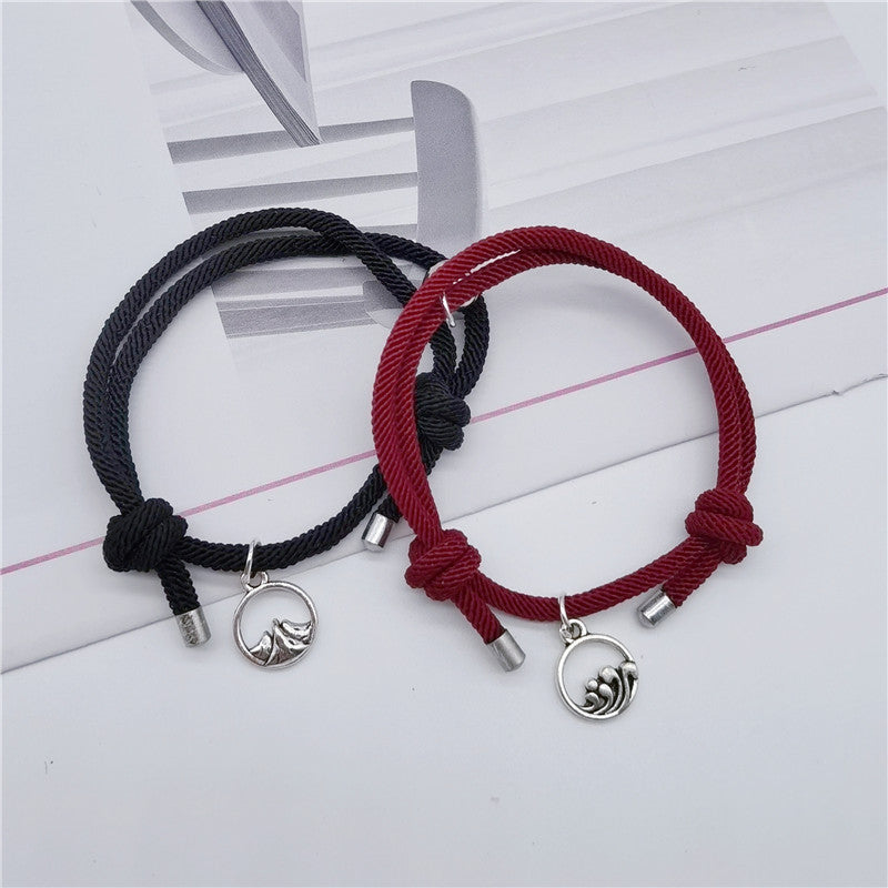 Women's & Men's Couple Magnet Attract True Pair And Woven Bracelets