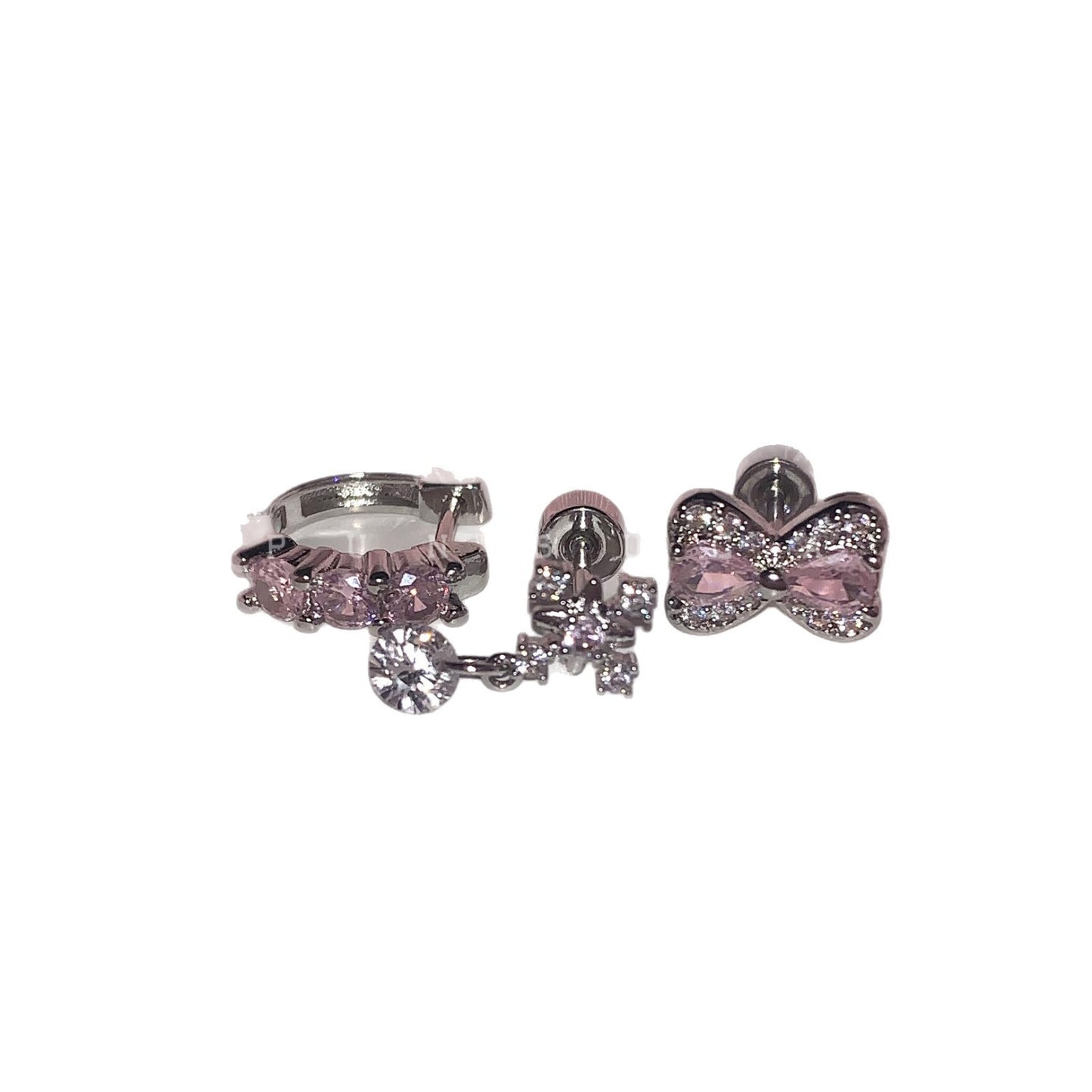 Full Diamond Snowflake Ear Bone Small Stud Earrings