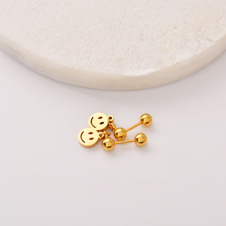 Style Fashion Small Cute Smiley Face Ear Bone Titanium Steel Earrings