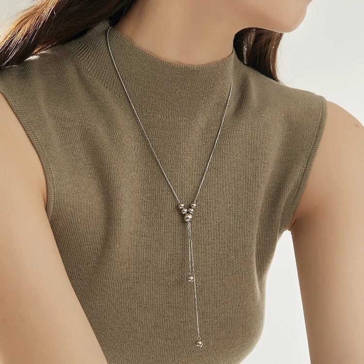 Round Beads Drawable Design Retro High-grade Long Necklaces