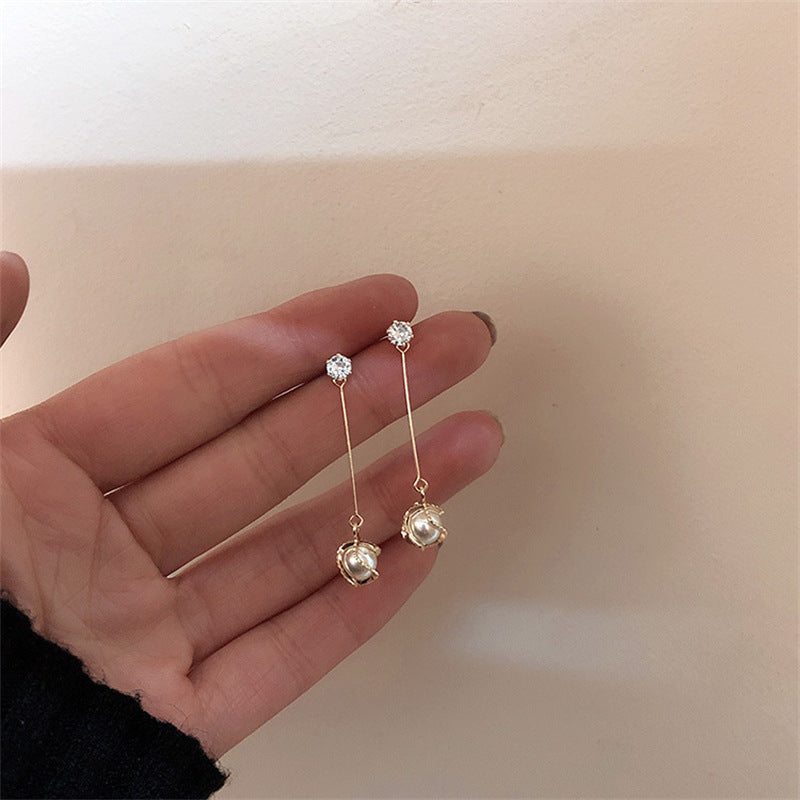Diamond Fashion Star Moon Personality Tassel Ear Clip Stud Earrings