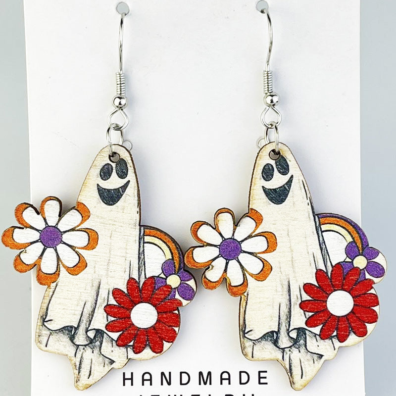 Autumn Flower Ghost Bohemian Retro Thanksgiving Earrings