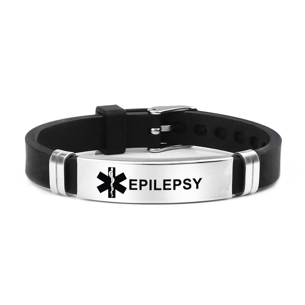 Warning Words Adjustable Sports Stainless Steel Life Star Medical Bracelet