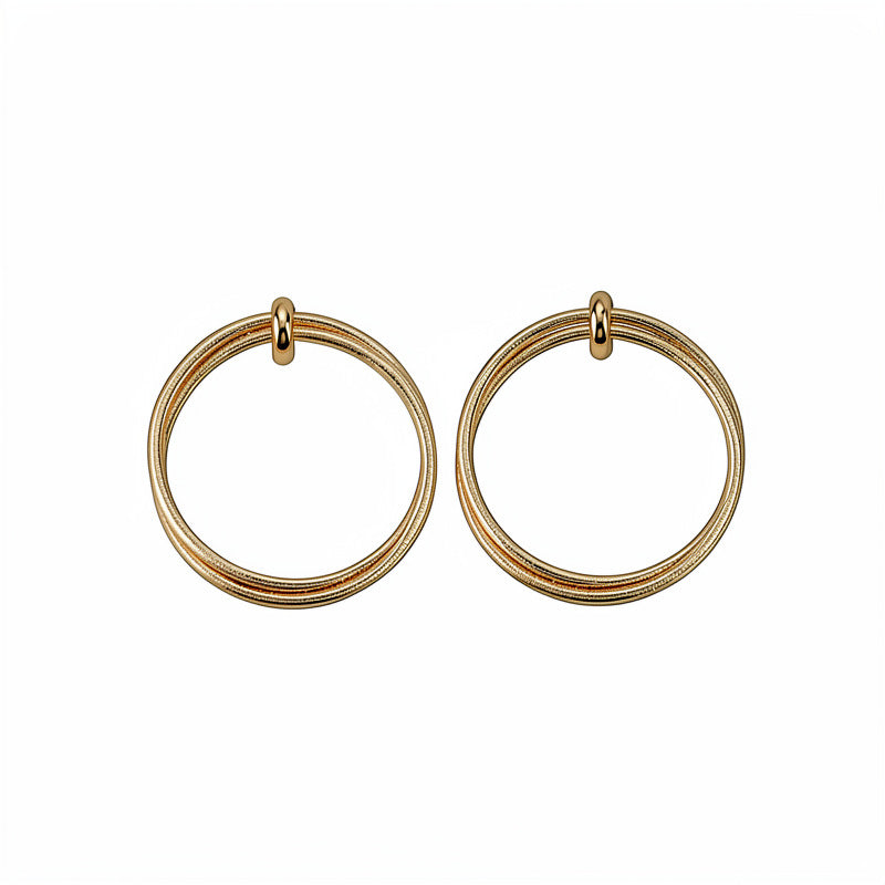 Pleated Round Cross Sier Simplicity Exaggeration Earrings