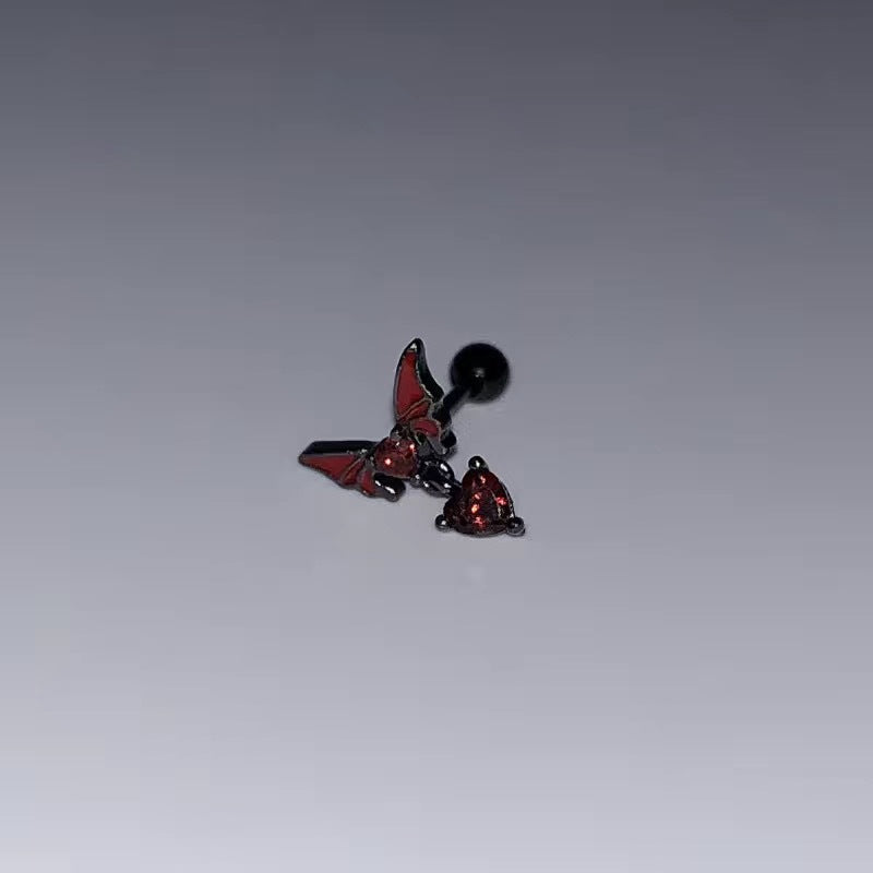 Dark Spider Jacinth Ear Bone Personality Gothic Stud Earrings