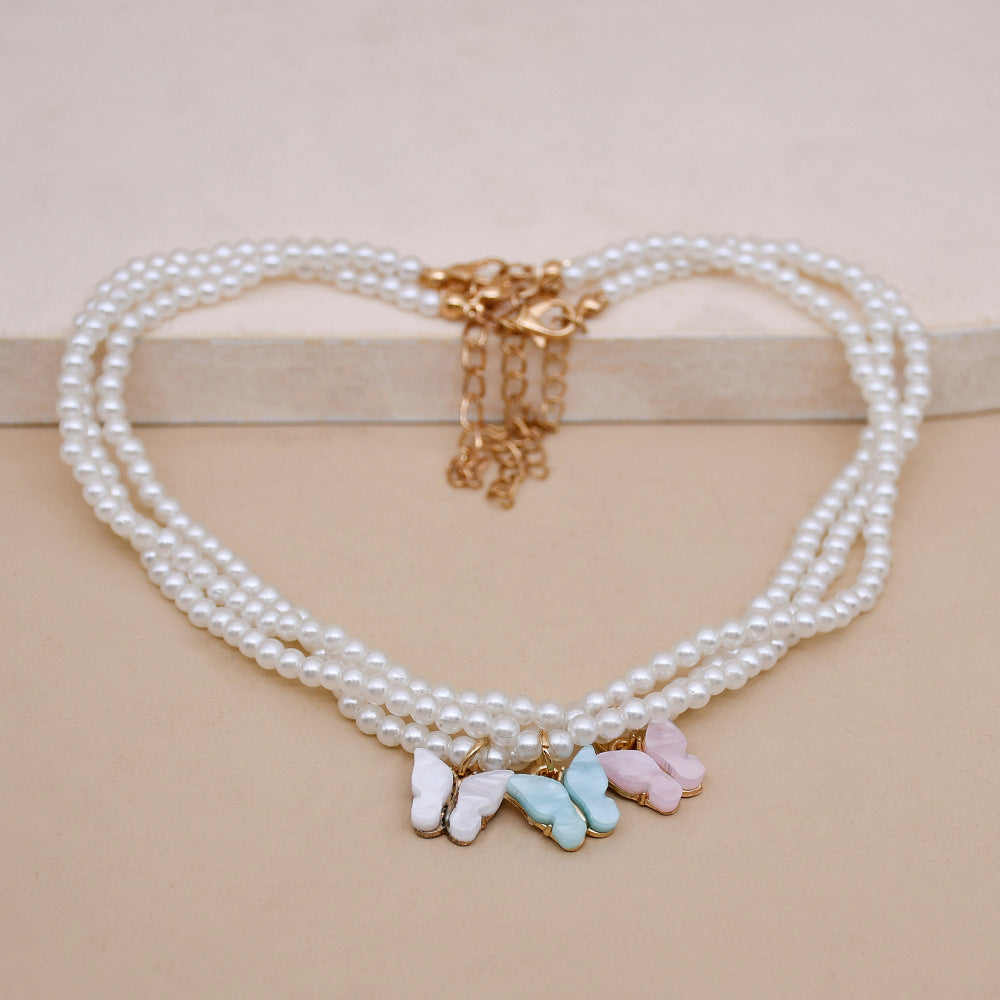 Ornament Opal Bow Pearl Clavicle Chain Necklaces