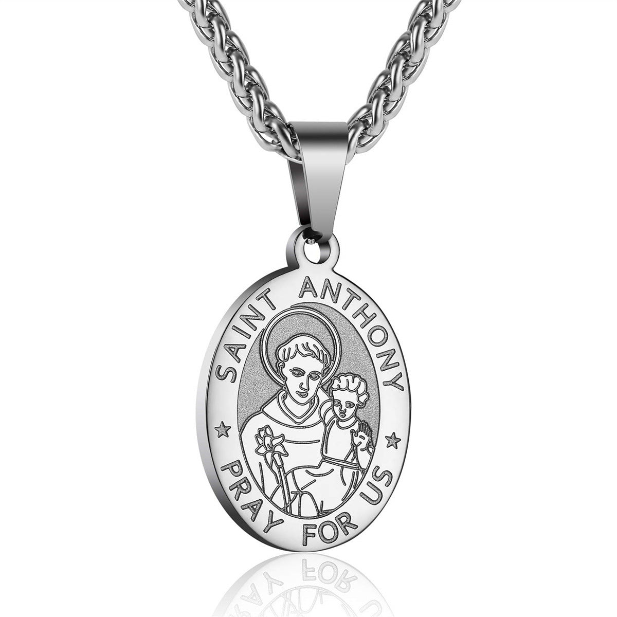 Women's & Men's Double-sided Portrait Medal Cross Stainless Steel Necklaces