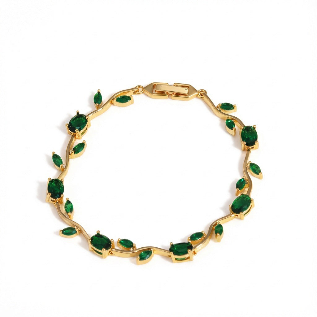 Green Copper Inlaid Zircon Light Luxury High-grade Bracelet