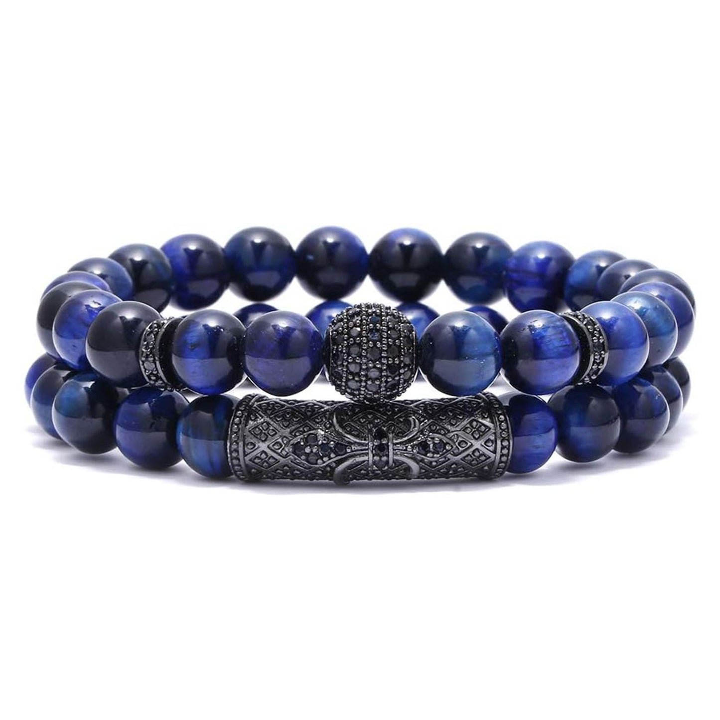 Diamond Ball Natural Red Tiger Eye Bracelet
