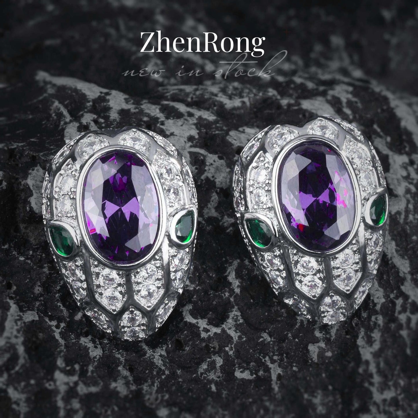 Snake-shaped Suit Purple Diamond Snake Open Colored Gems Pendants