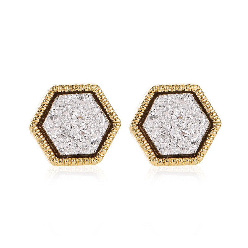 Women's Korean Starry Frosted For Fashion Hexagon Stud Earrings