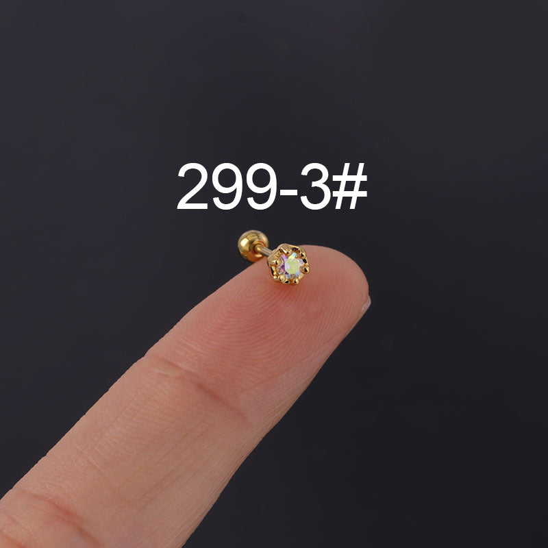 Steel Fine Rod Piercing Ear Bone Spring Popular Color Simple Stud Earrings