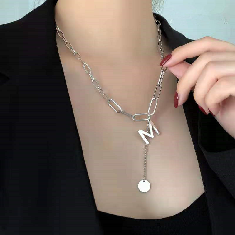 Women's & Men's Fashion Simple Titanium Steel Sweater Chain Personalized Hip Hop Necklace