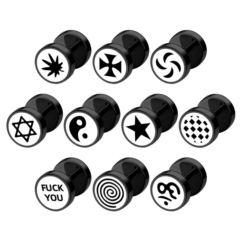 Bilateral Epoxy Titanium Steel Ear Drip Bone Fake Extender Earrings