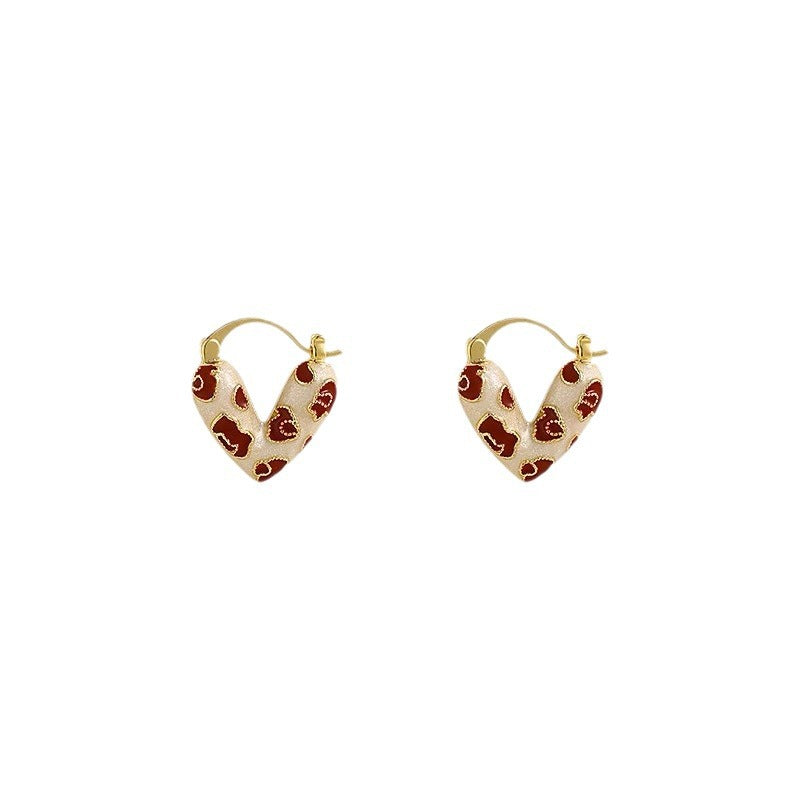 Women's Flammulation Dripping Oil Love Heart Ear Clip Earrings