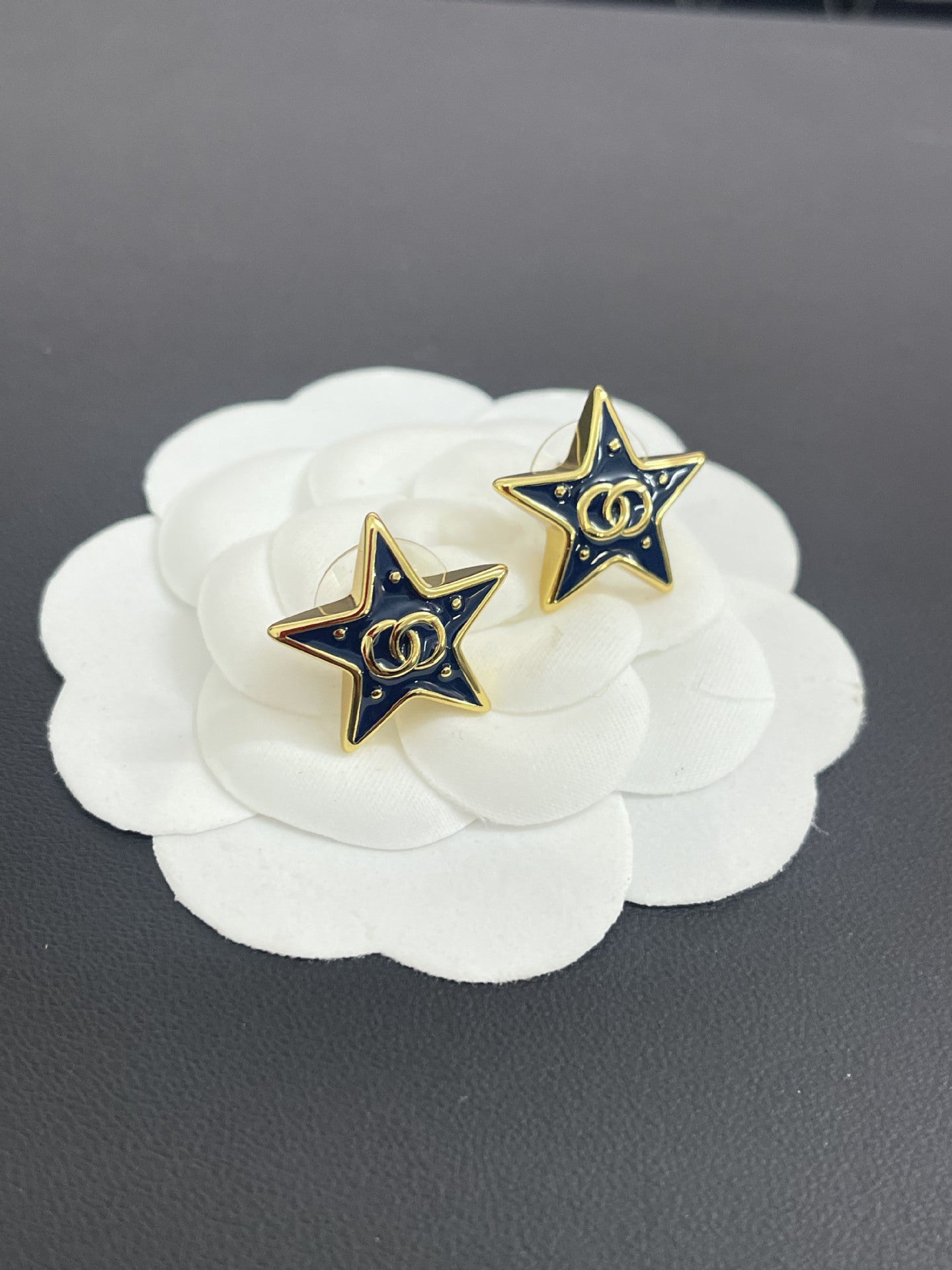 Gold Blue Two-color Five-pointed Star Light Luxury Temperament Ear High Earrings