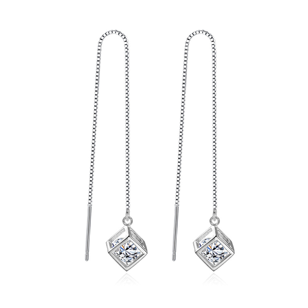 Chain Tassel Diamond Cube Long Fashion Simple Ear Line