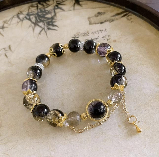 Women's Black Colored Glaze Beaded Graceful Personality Bracelet
